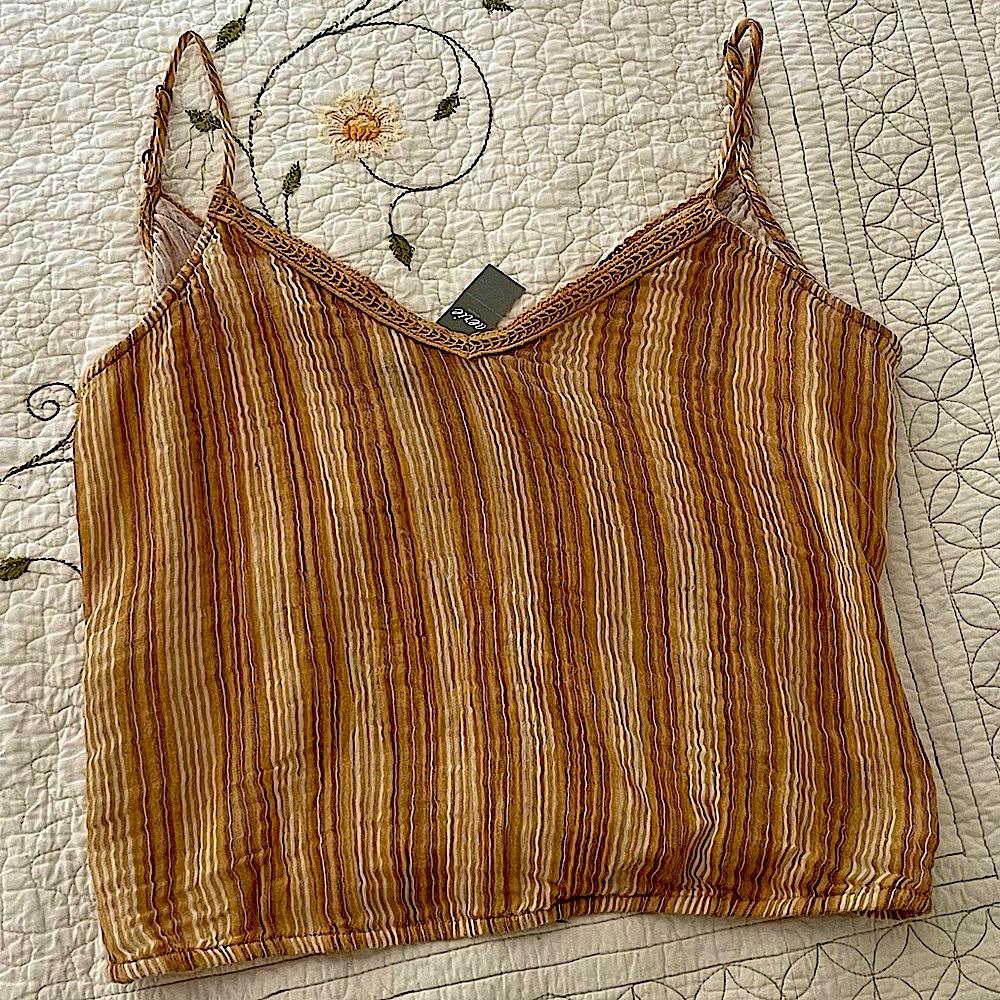 AERIE Open-Back Yellow Cropped Tank Top (SIZE M)